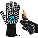 MLMLANT Guantes para Barbacoa, Guantes para Horno Resistencia al Calor Hasta 800 °C, Guantes Ignífugos Chimenea para Asar a la Parrilla, Hornear, Microondas (1 Par) (M)